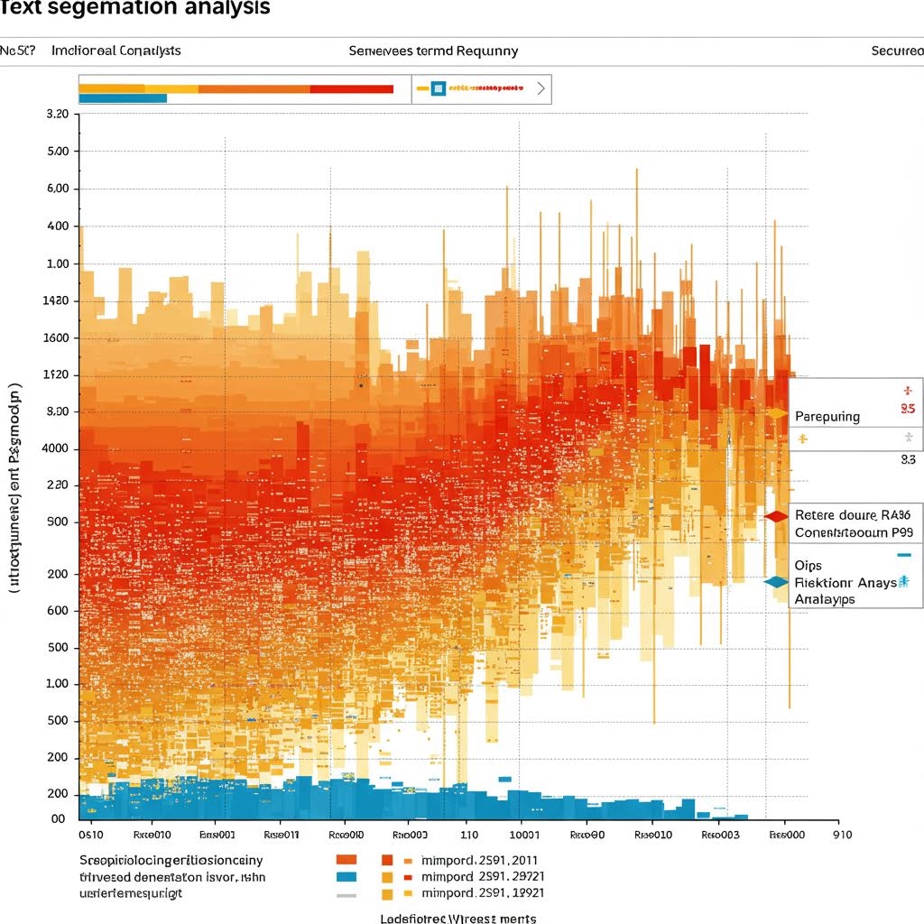 다층의 색상 분포와 촘촘한 수치 점들이 누적되어 텍스트 변화량을 밀도 있게 드러내는 시각적 장면