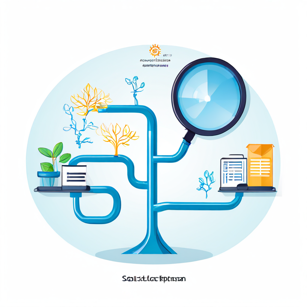 흰 배경 위에 놓인 확대경 아래, 한쪽은 근본 원인으로 다른 쪽은 해결 방안으로 이어지는 흐름도를 살펴보는 모습이다.
