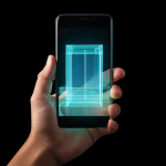 빛나는 스마트폰 화면을 손으로 가렸지만, 반투명 필터 너머로 사용자의 게시물이 희미하게 비치는 모습이다.